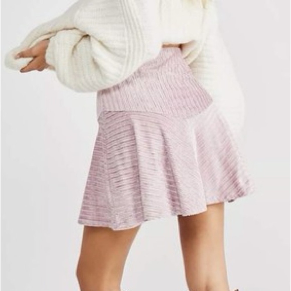 Free People Adorable Pink Camden Velvet Ribbed Mini Skirt Elastic Waist - Picture 6 of 6